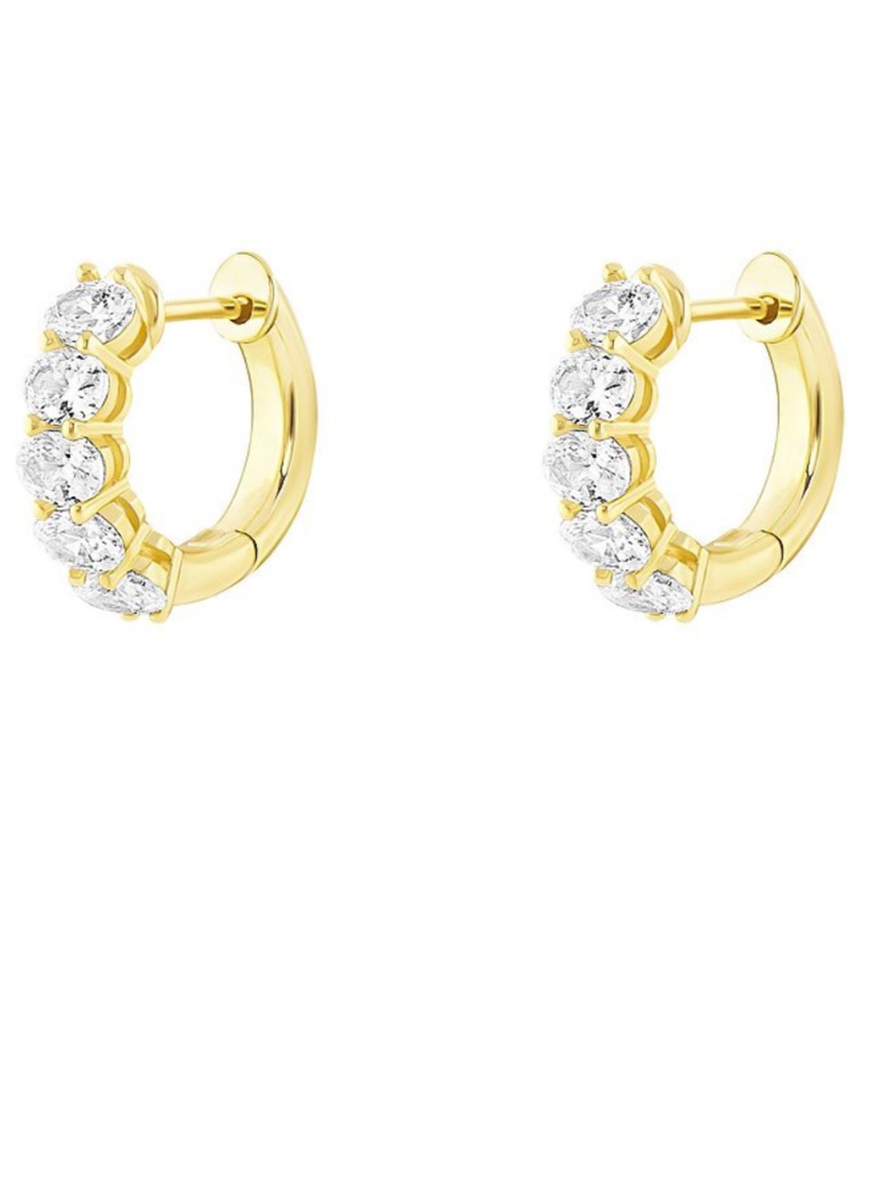 Gold Hoop Earrings with Clear Crystal Cluster Accents - Women Jewelry